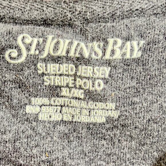 Polo St. John's Bay Men's XL Sueded Jersey Striped 2- Button Henley Long Sleeve - Picture 2 of 10